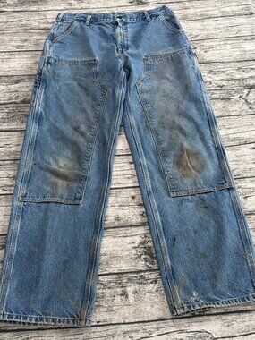 Carhartt B73-DST Mens 36x34 Double Knee Carpenter Work Pants Distressed